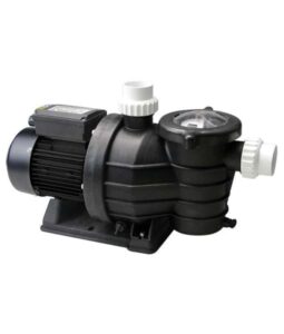 Bomba de agua negra con motor eléctrico y conexiones blancas